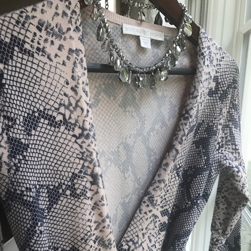 New Boston Proper Python Print Cardigan Sweater - image 2